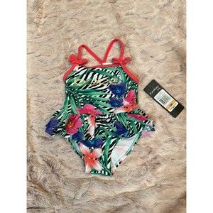 Bebe Baby Swimwear 12M One Piece Ruffle Bathing Suit NWT